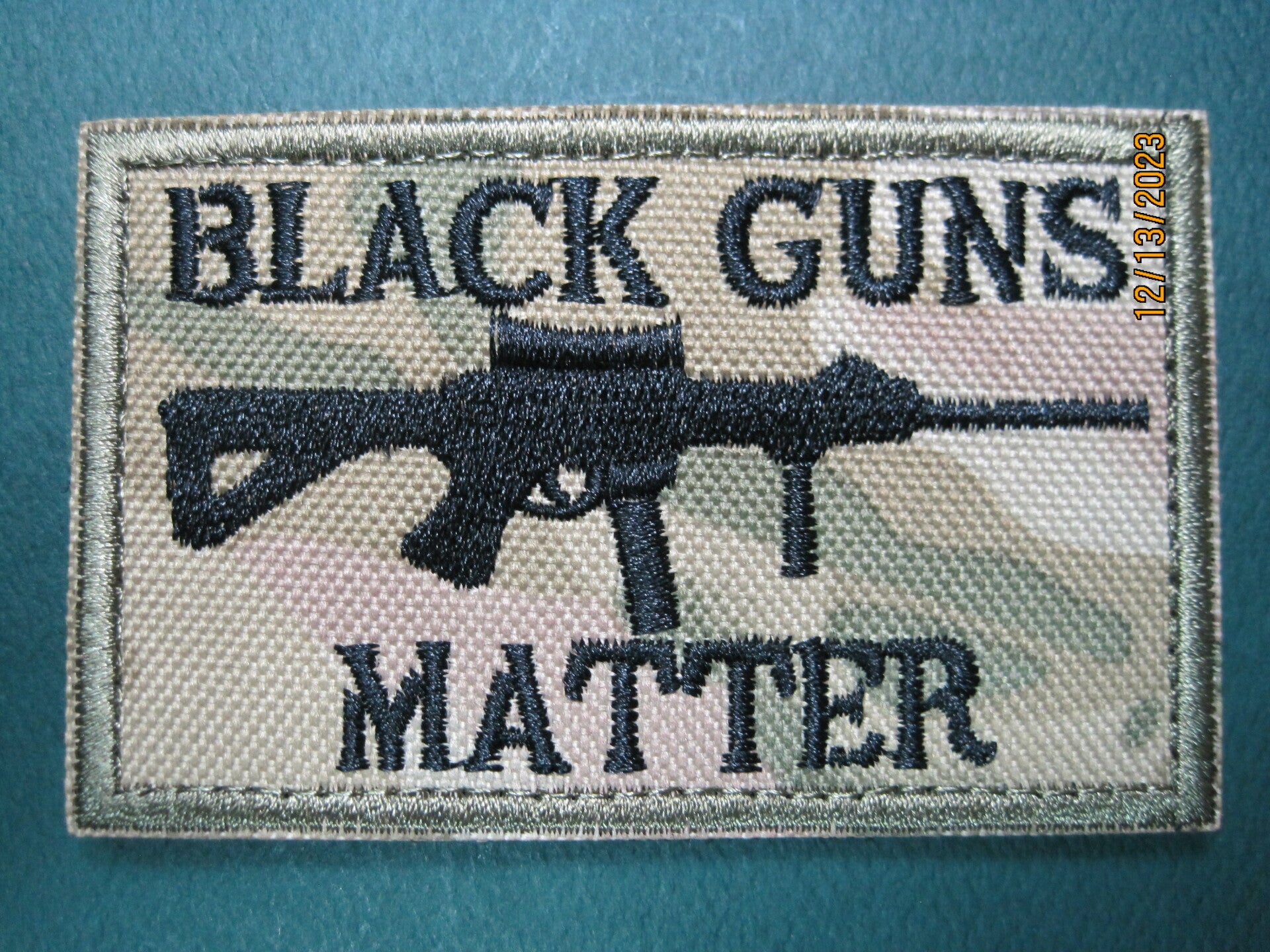 BLACK GUNS MATTER CAMO MORALE PATCH HOOK BACK