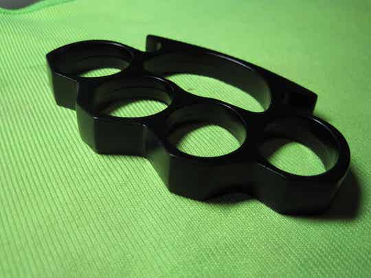 BELT BUCKLE / PAPERWEIGHT DEFENSE ITEM, STEEL, BLACK, LARGE