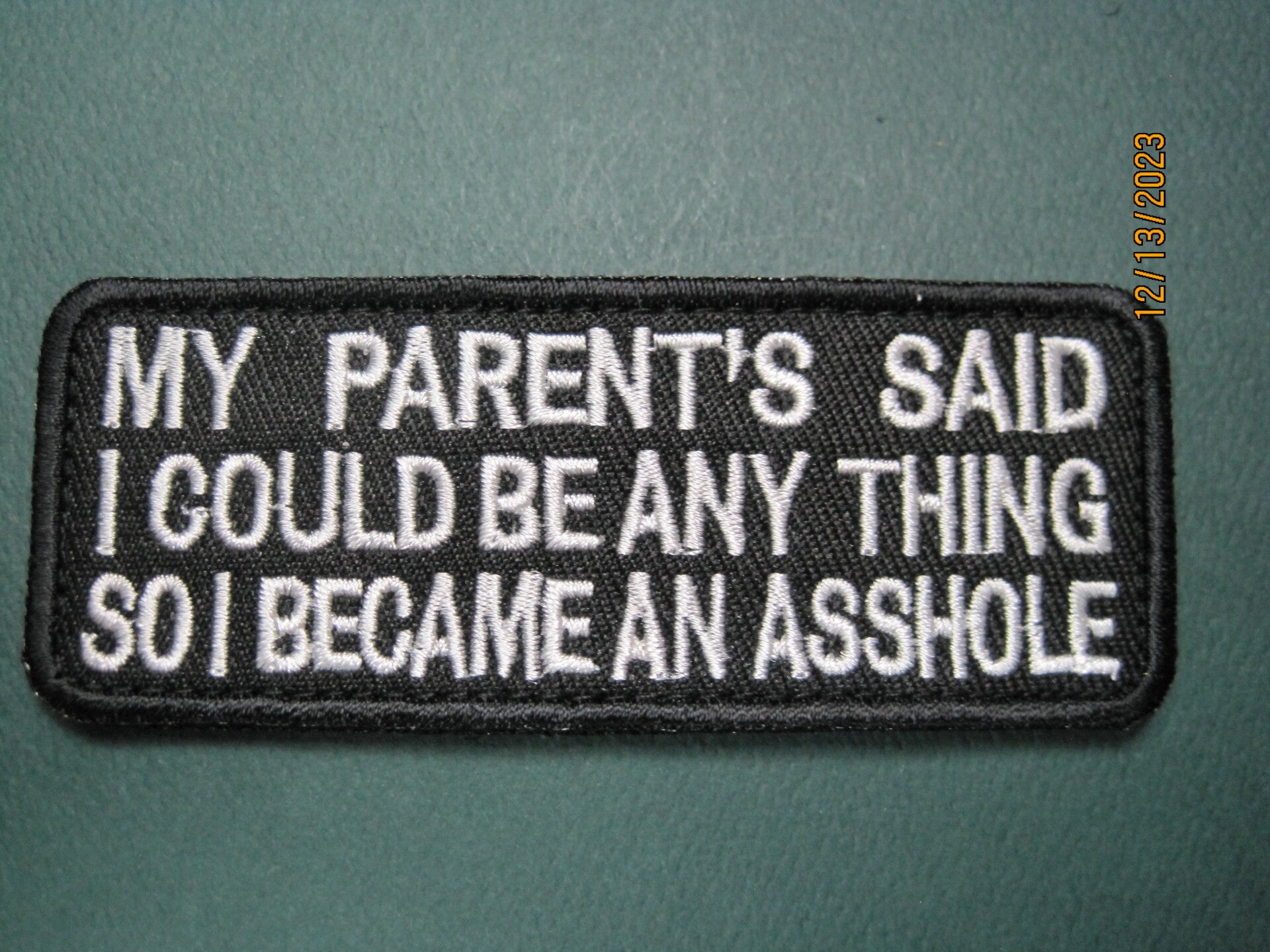MY PARENTS SAID I COULD BE ANYTHING MORALE PATCH HOOK BACK