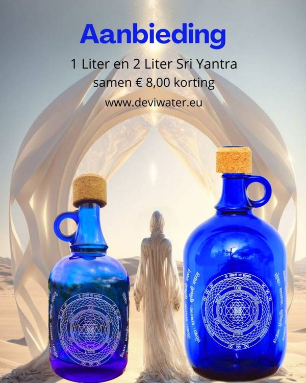 Actie: de nieuwe 1 liter Devi Waterfles en de geliefde Sri Yantra in 2 liter