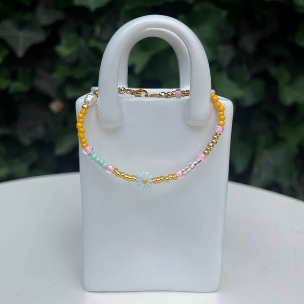 armbanden - timeless/geel met bloemen