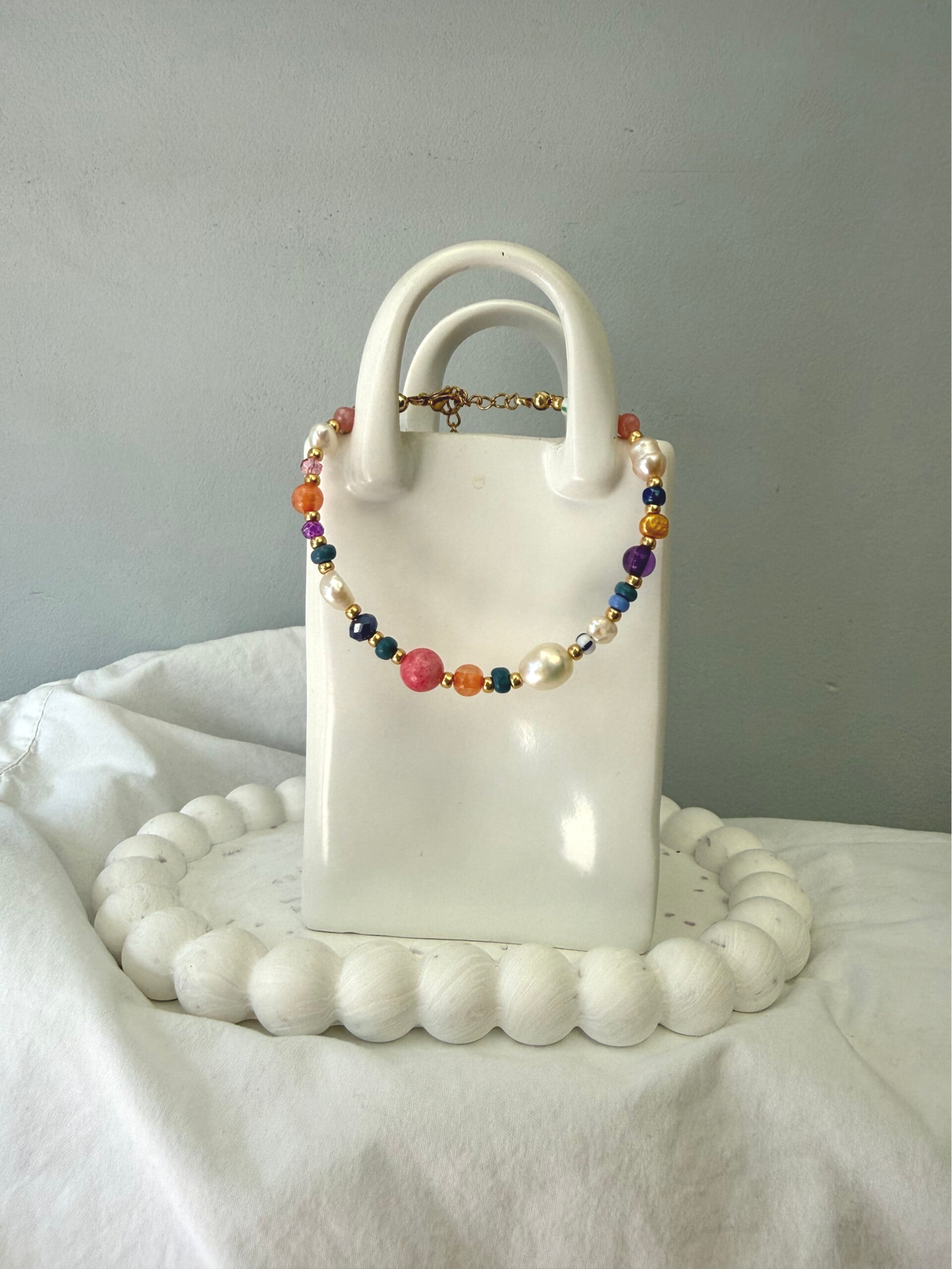 armbanden - timeless 18cm - multi zoetwater goud