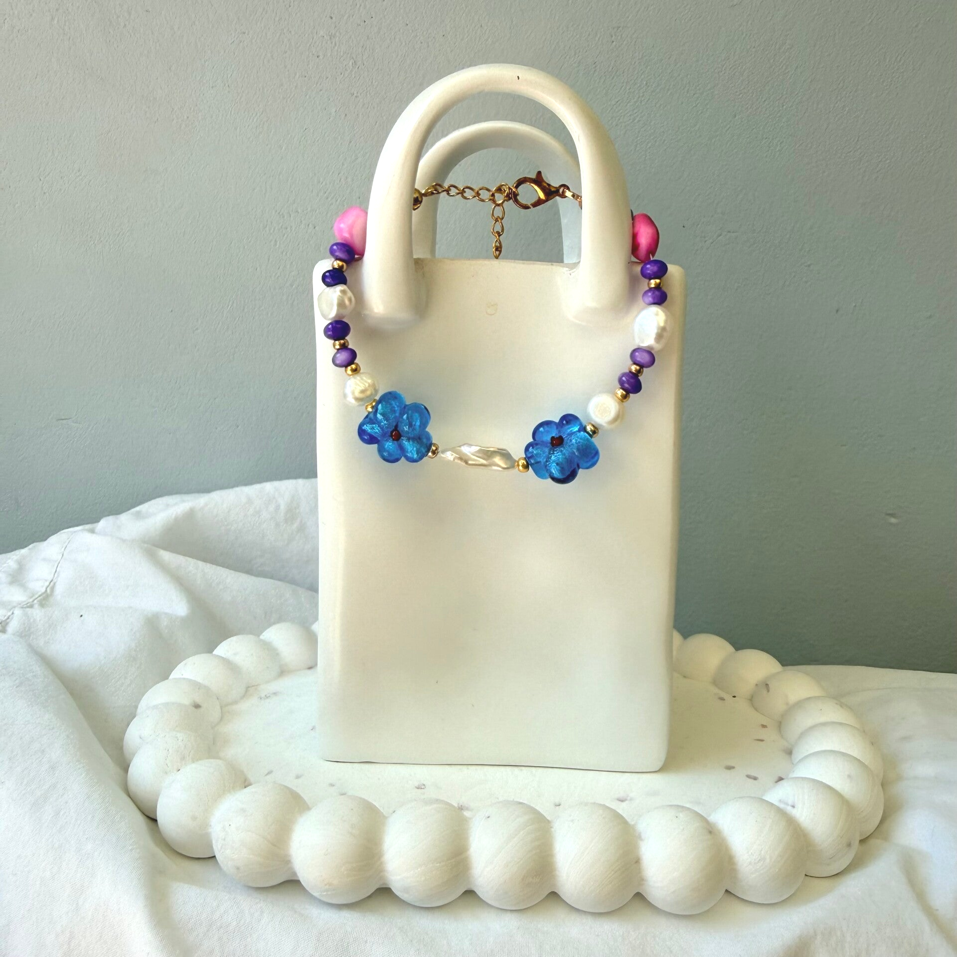 Armbanden - Dolce Vita Blauwe Bloemetjes