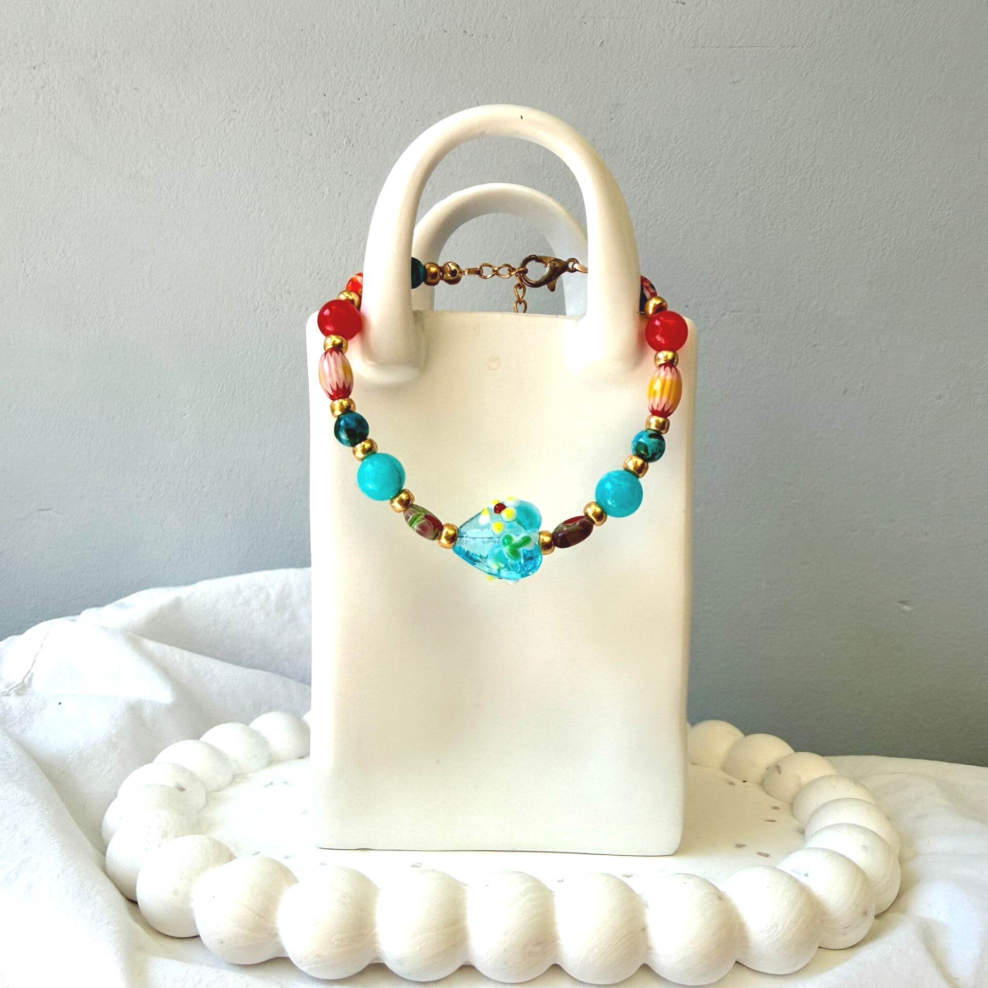 Armbanden - Dolce Vita Helderblauw Bloemenhart