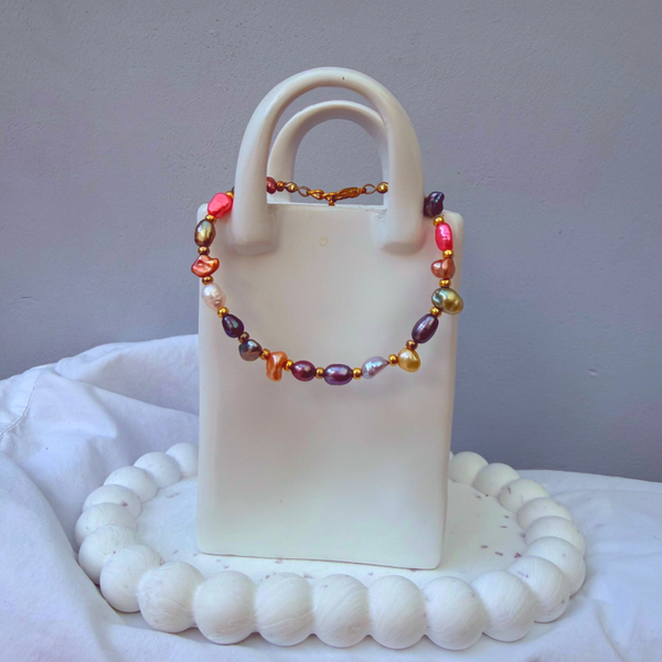 armbanden - timeless -  goud zoetwaterpareltjes multi
