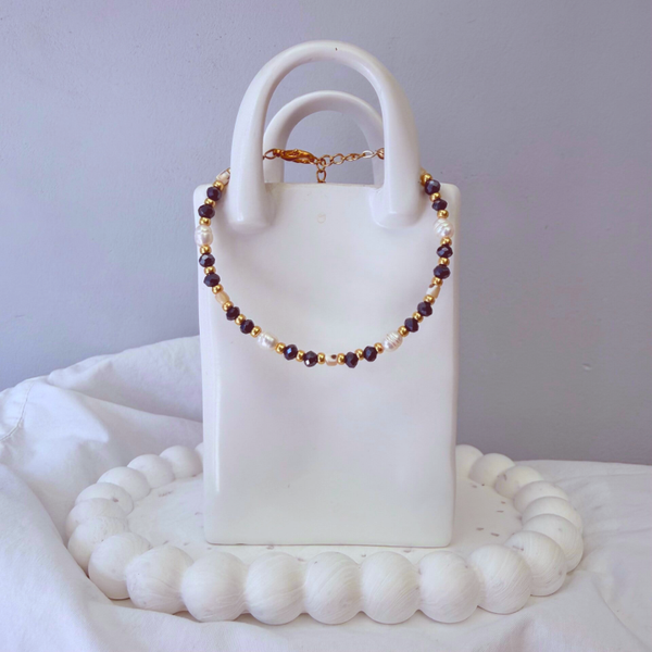 armbanden - timeless 18cm - zwarte parels zoetwaterparels goud