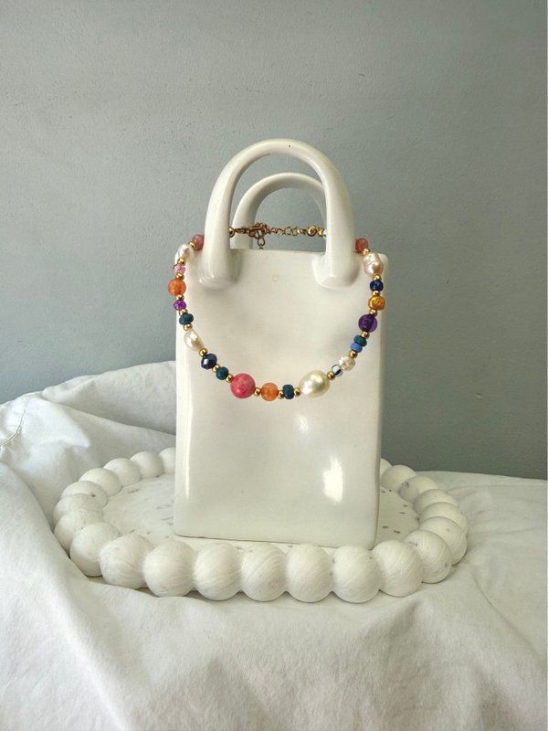 armbanden - timeless 18cm - multi zoetwater goud