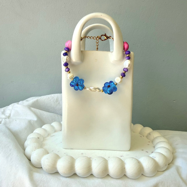 Armbanden - Dolce Vita Blauwe Bloemetjes