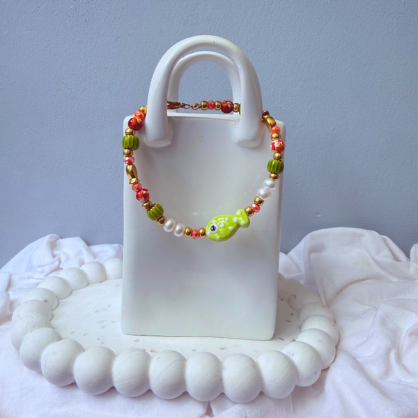 armbanden - visjes collectie 17 cm Upper groen visje dotje zoetwaterparels