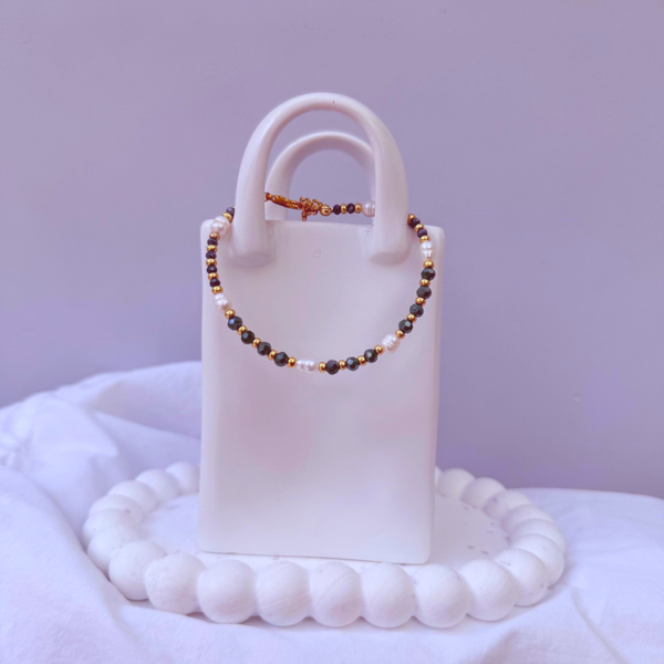 armbanden - timeless -  goud zoetwaterparels donker