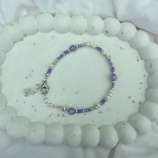armbanden - zomercollectie/paars wit en zilver