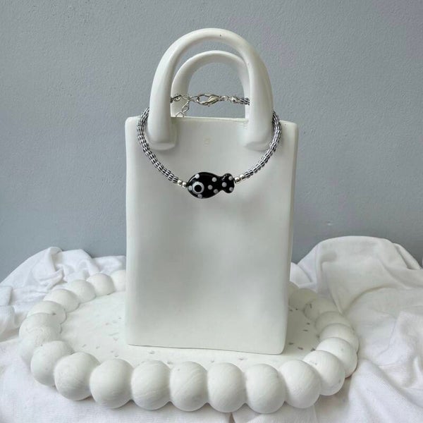 armbanden - visjes collectie ; zwart dotje wit gestreept