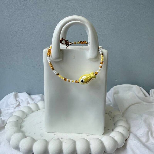 armbanden - visjes collectie ; 16cm geel visje goud zonnegeel