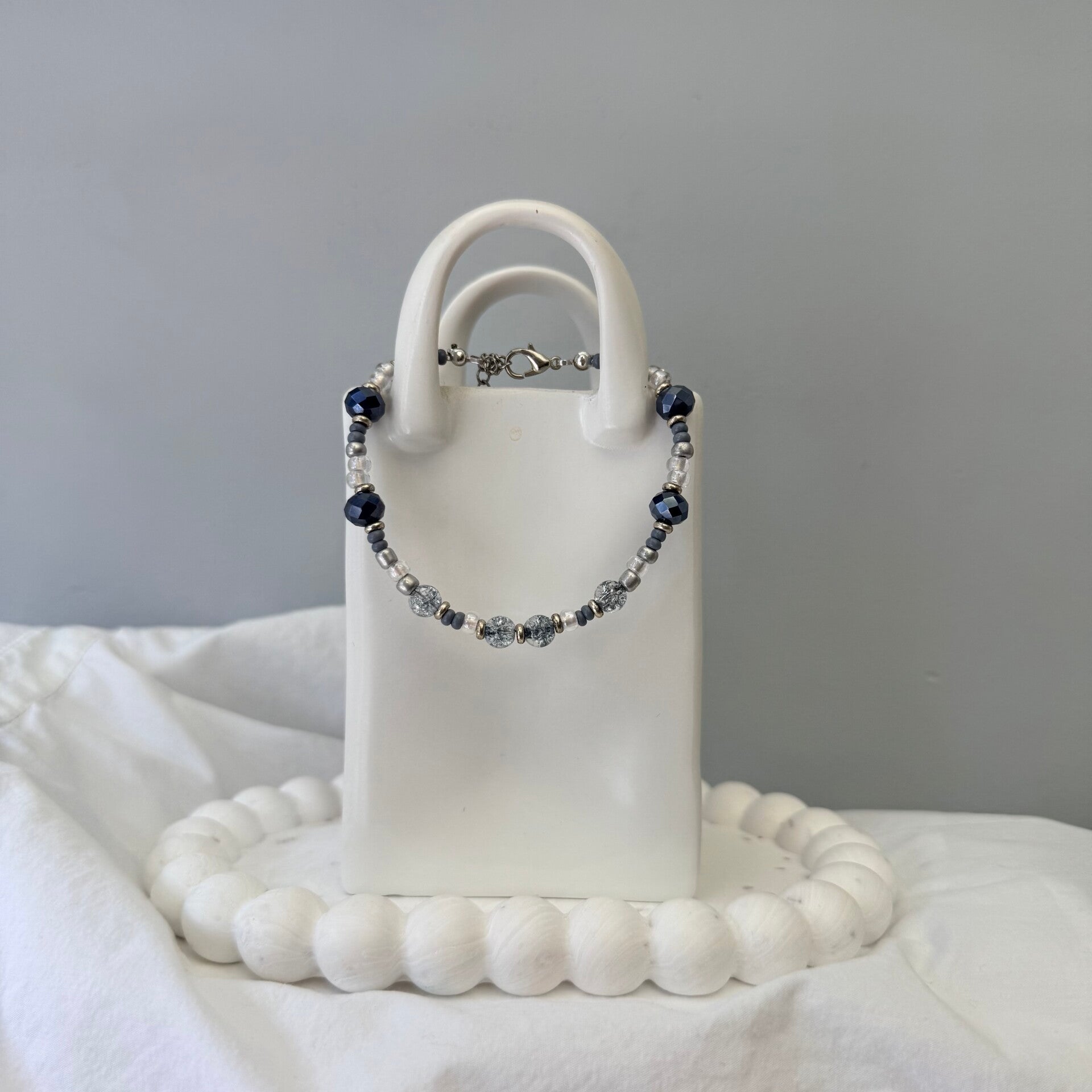 armbanden - timeless 17,5cm - donkerblauw zilver