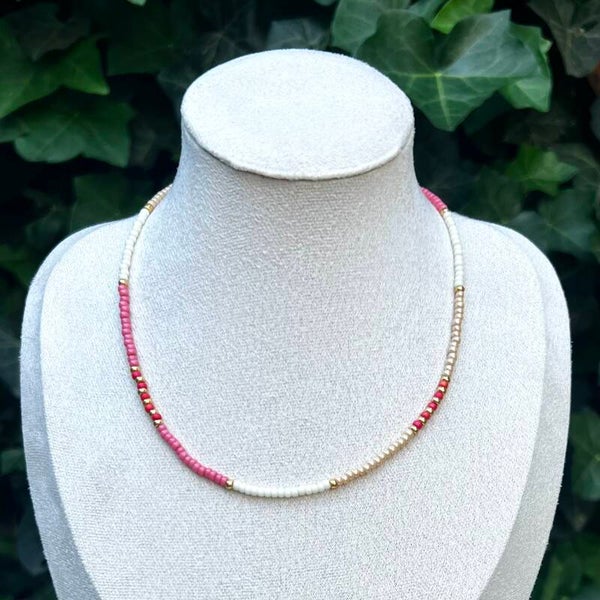 kettingen - zomercollectie/beige en rood