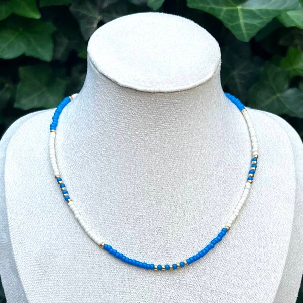 kettingen - zomercollectie/wit en blauw