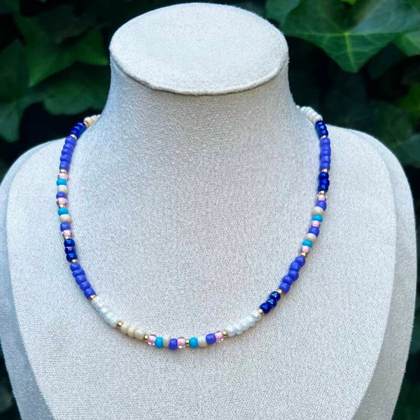 kettingen - zomercollectie/blauw en wit