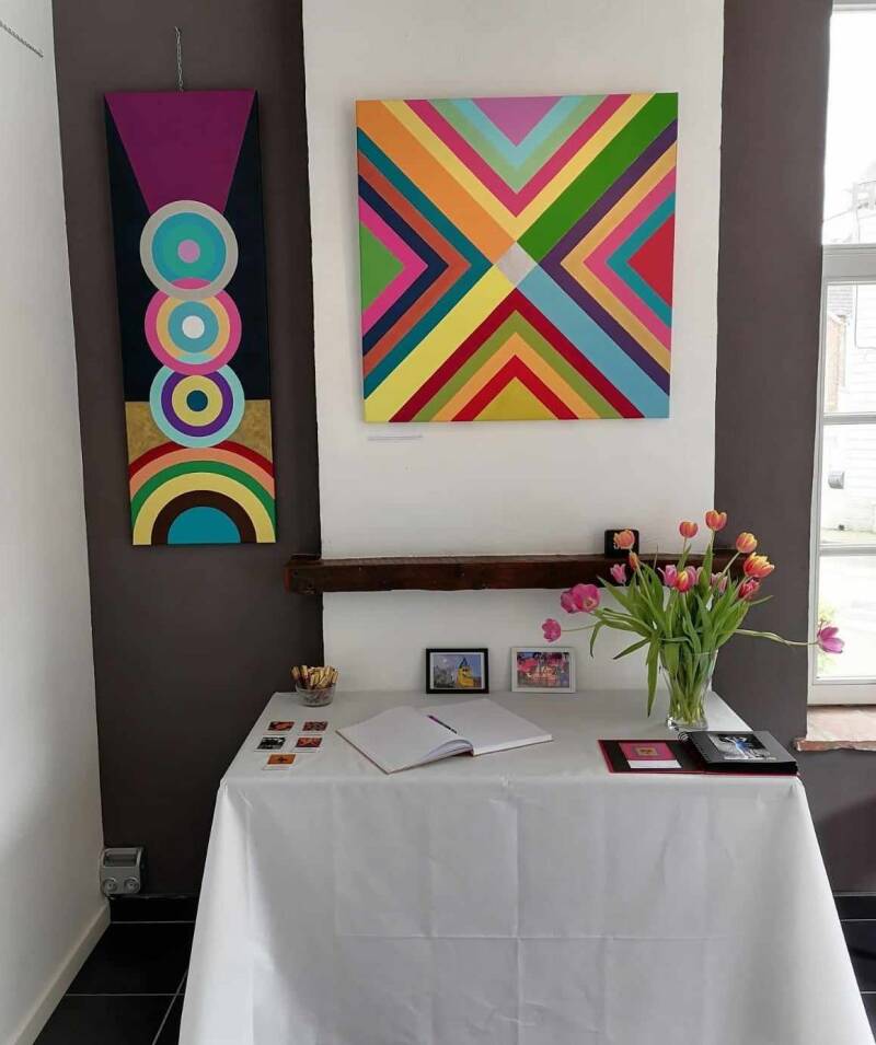 Exposition solo Galerie d'Art Nivelles détail tableaux