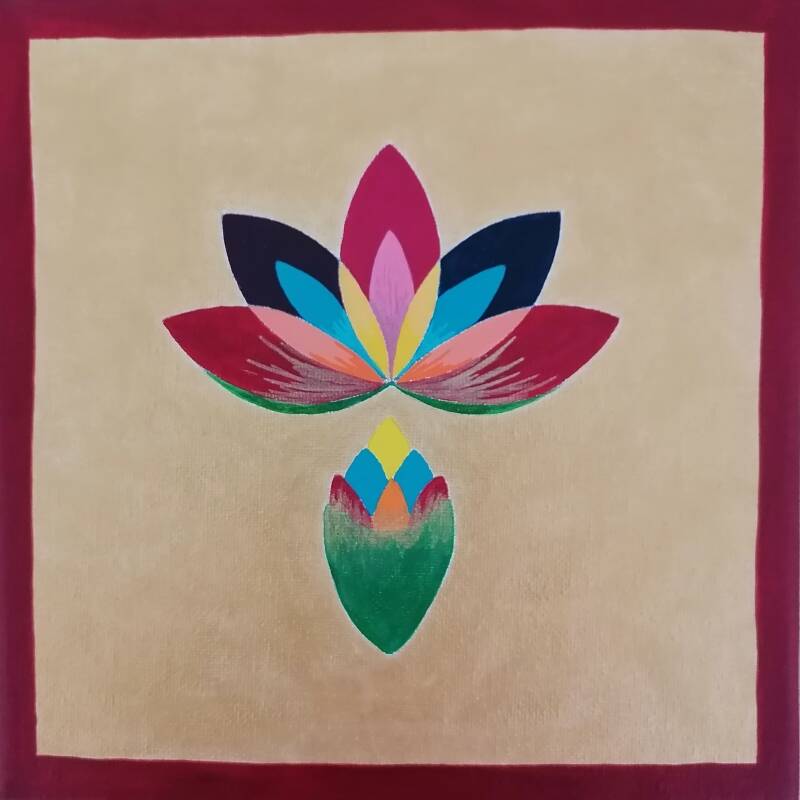Renaissance série Lotus 3 : peinture acrylique sur toile