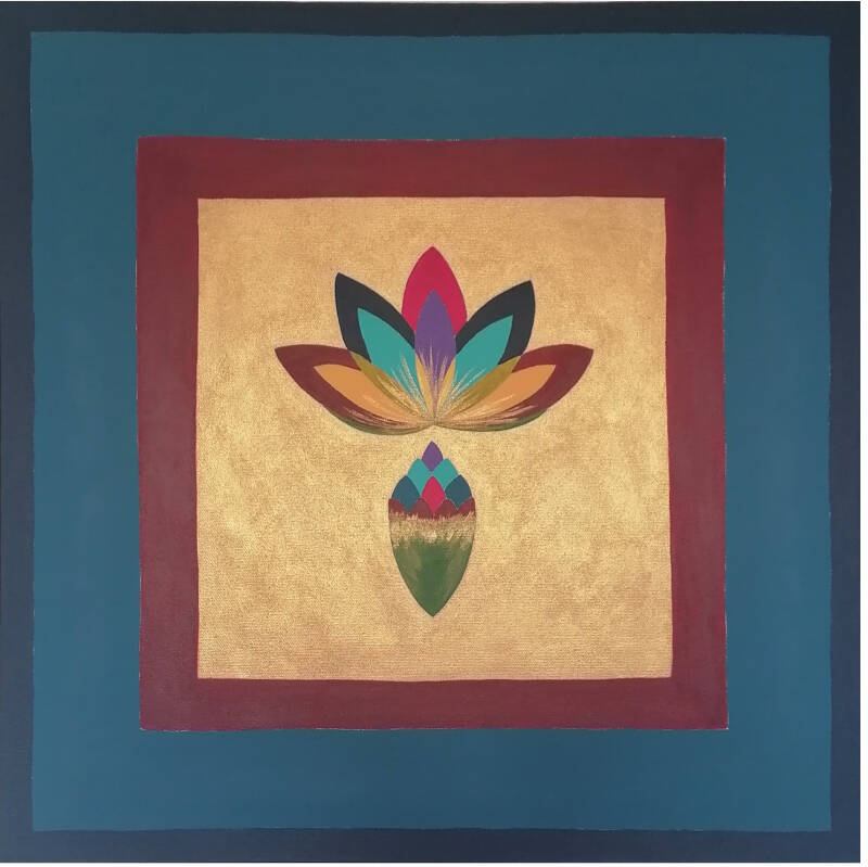 Renaissance Lotus bleu : peinture acrylique sur toile