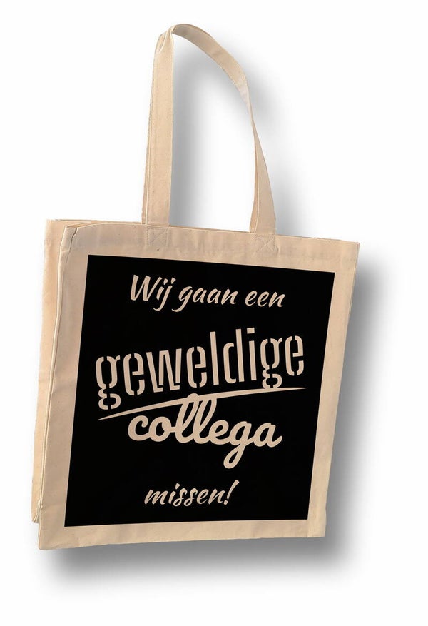 Canvas tas 'Wij gaan een geweldige collega missen!'