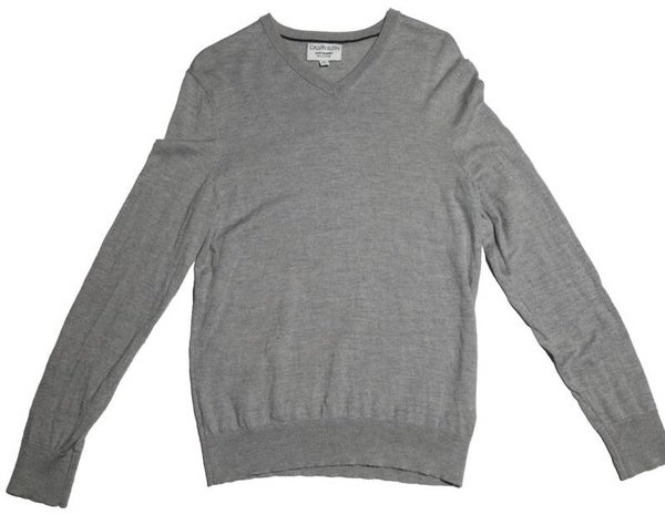 Grijze Calvin Klein V-hals trui - Valt als maat M
