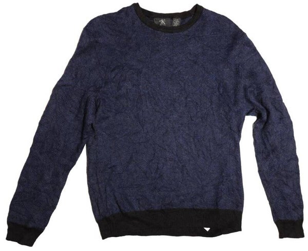 Calvin Klein-trui met ronde hals in blauw en zwart - Valt als maat S