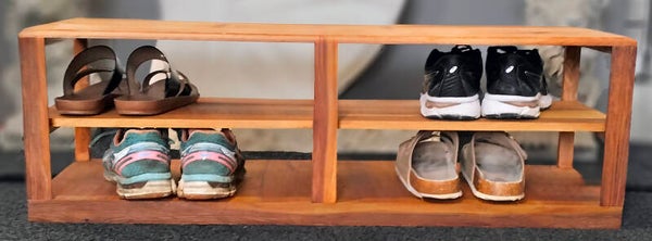 Custom wooden shoe racks for entryways