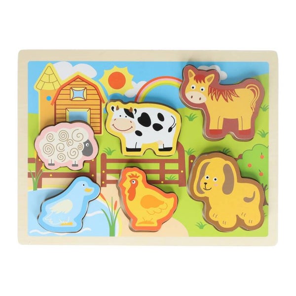 Houten Vormenpuzzel Boerderij - 6 delig