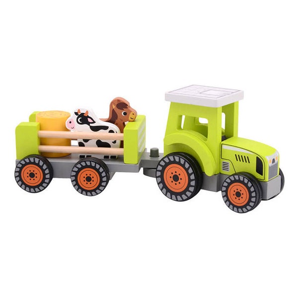 Joueco Houten Tractor met Accessoires