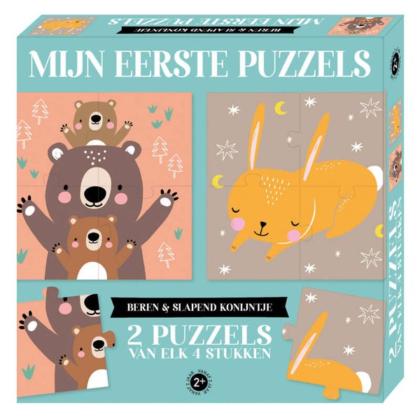 Mijn Eerste Puzzels - Beren & Slapend Konijntje, 2x4st.