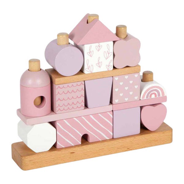 Houten Stapelhuis Roze - 18 delig