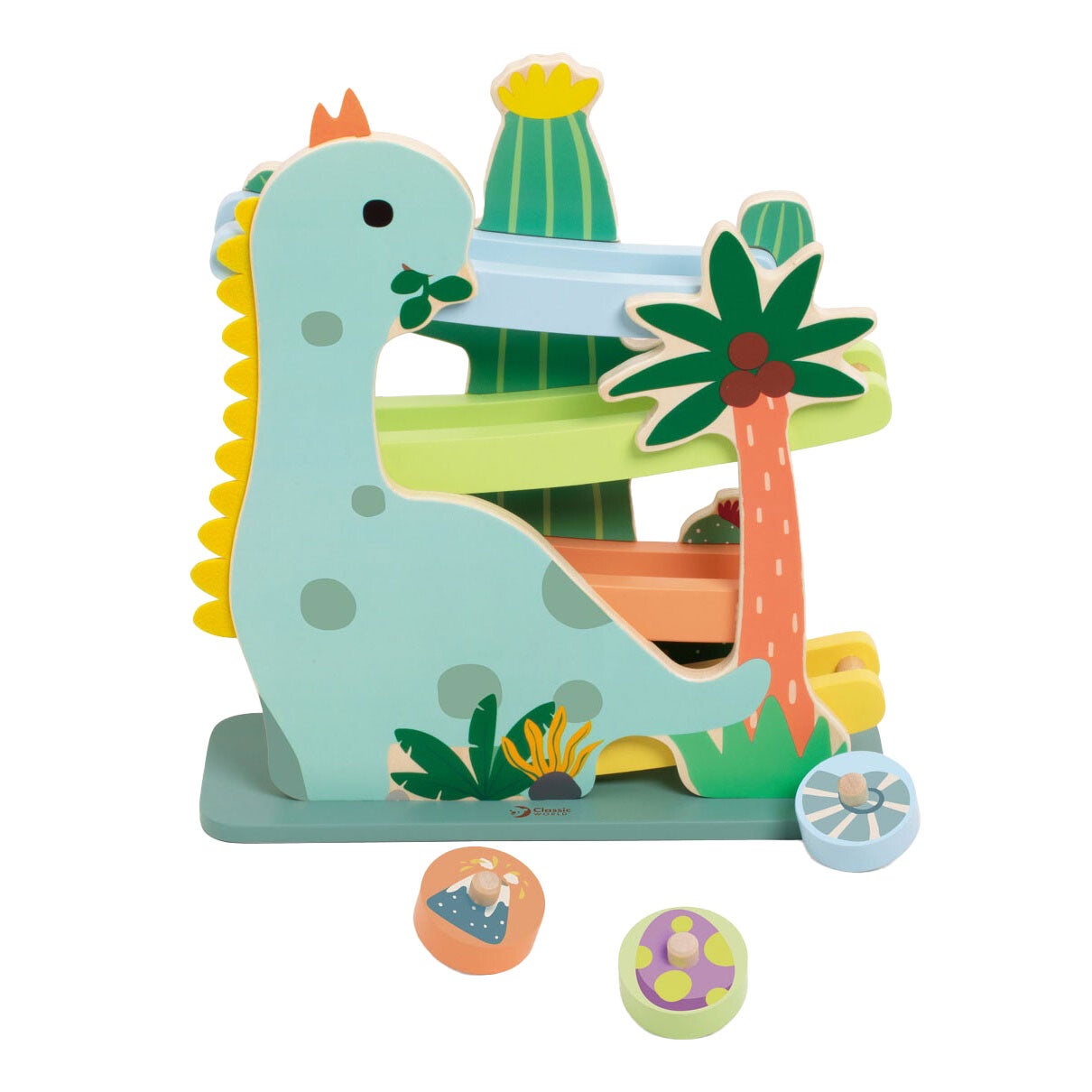 Houten Ballenbaan Dinosaurus, 4 delig