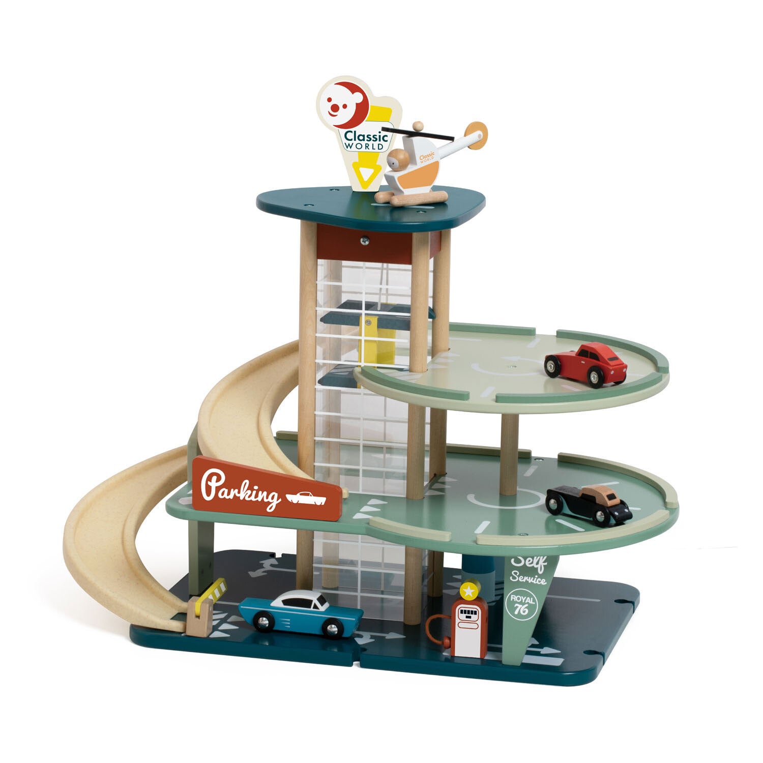Houten Vintage Garage met Auto's, 11 delig
