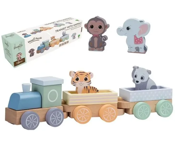 Houten Trein met Wilde Dieren!