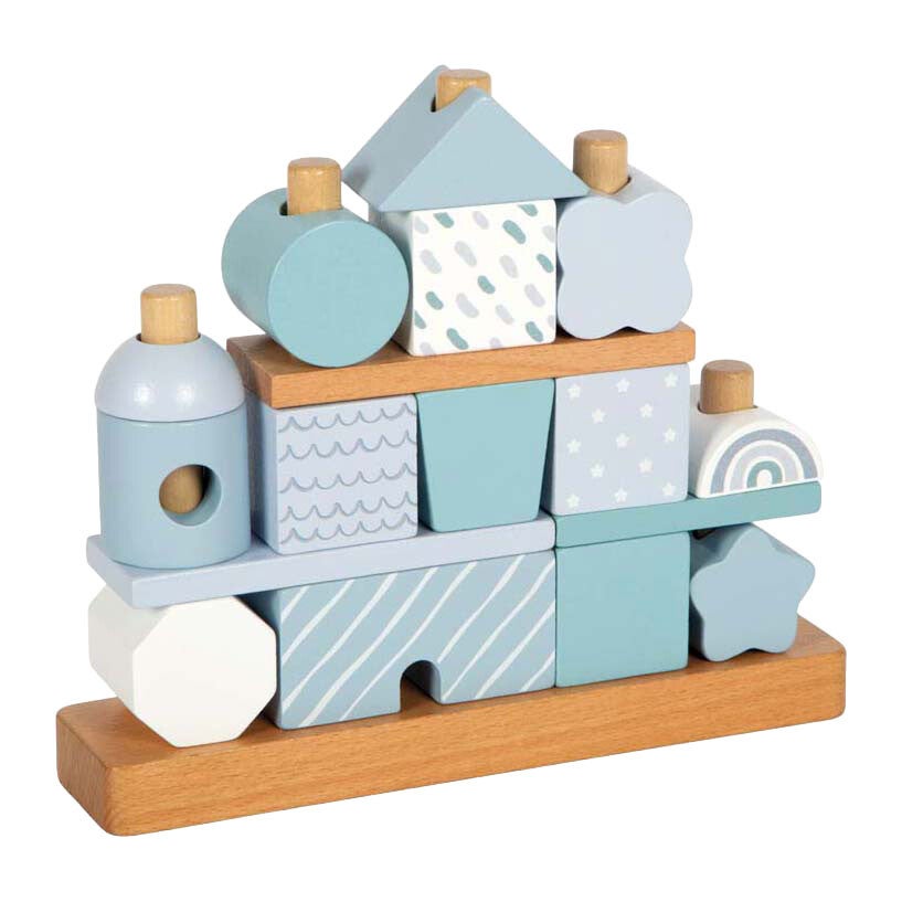 Houten Stapelhuis Blauw - 18 delig