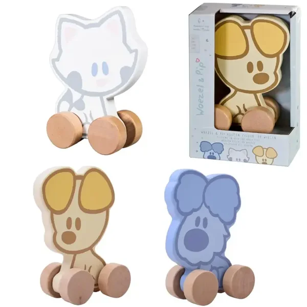 Woezel en Pip Baby Houten Wielfiguren