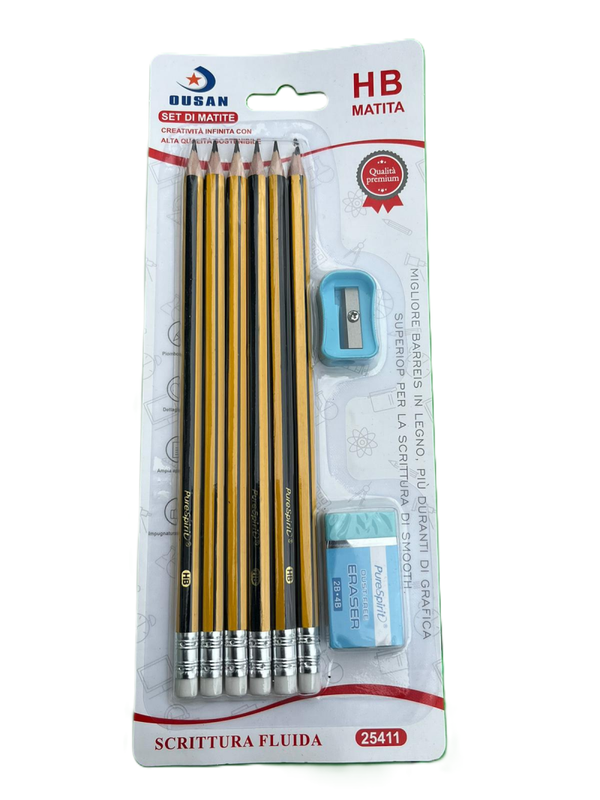 Set lapis con appuntalapis e gomma