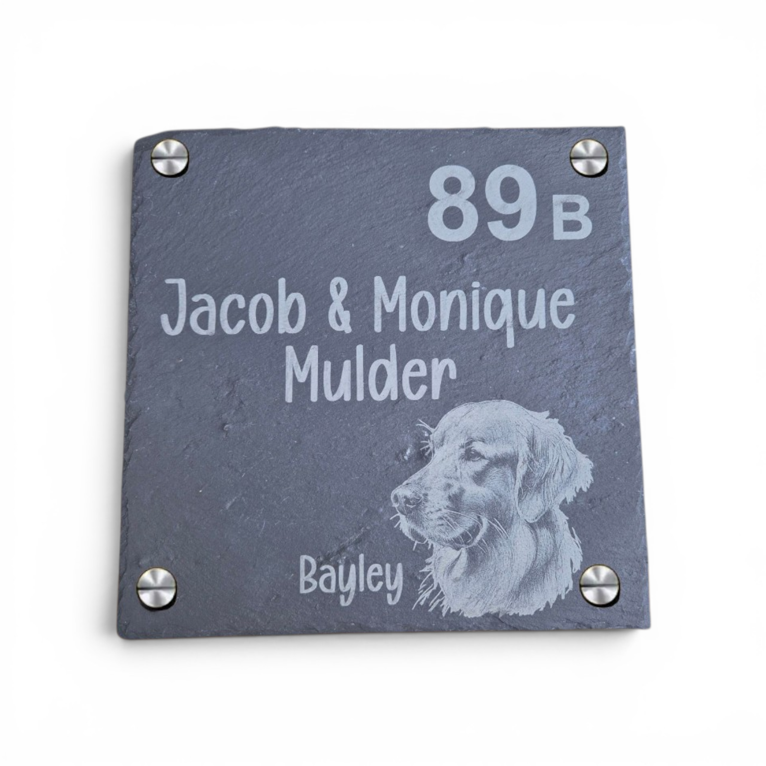 Leistenen Naambord 20x20 cm