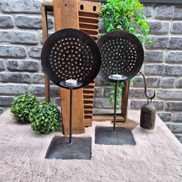 Stoere Industriële Schuimspaan Theelichthouders – Set van 2