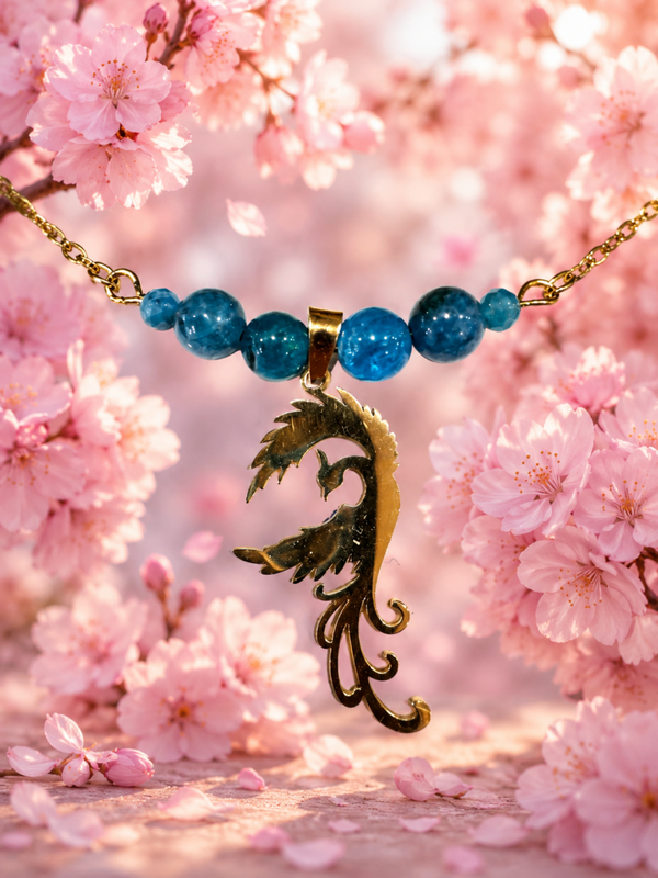 Collier en acier inoxydable en pierres Apatite