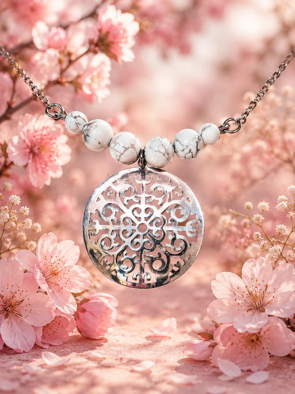 Collier en pierres d'Howlite