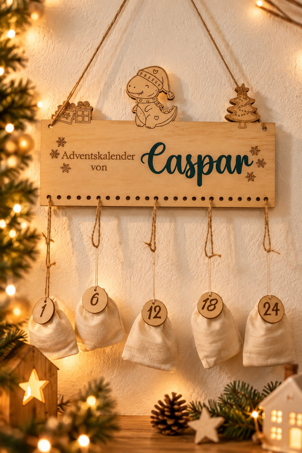 Holz Adventskalender mit 24 holzanhängern