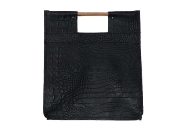 Baglava zwart met een reliëf krokodillenprint