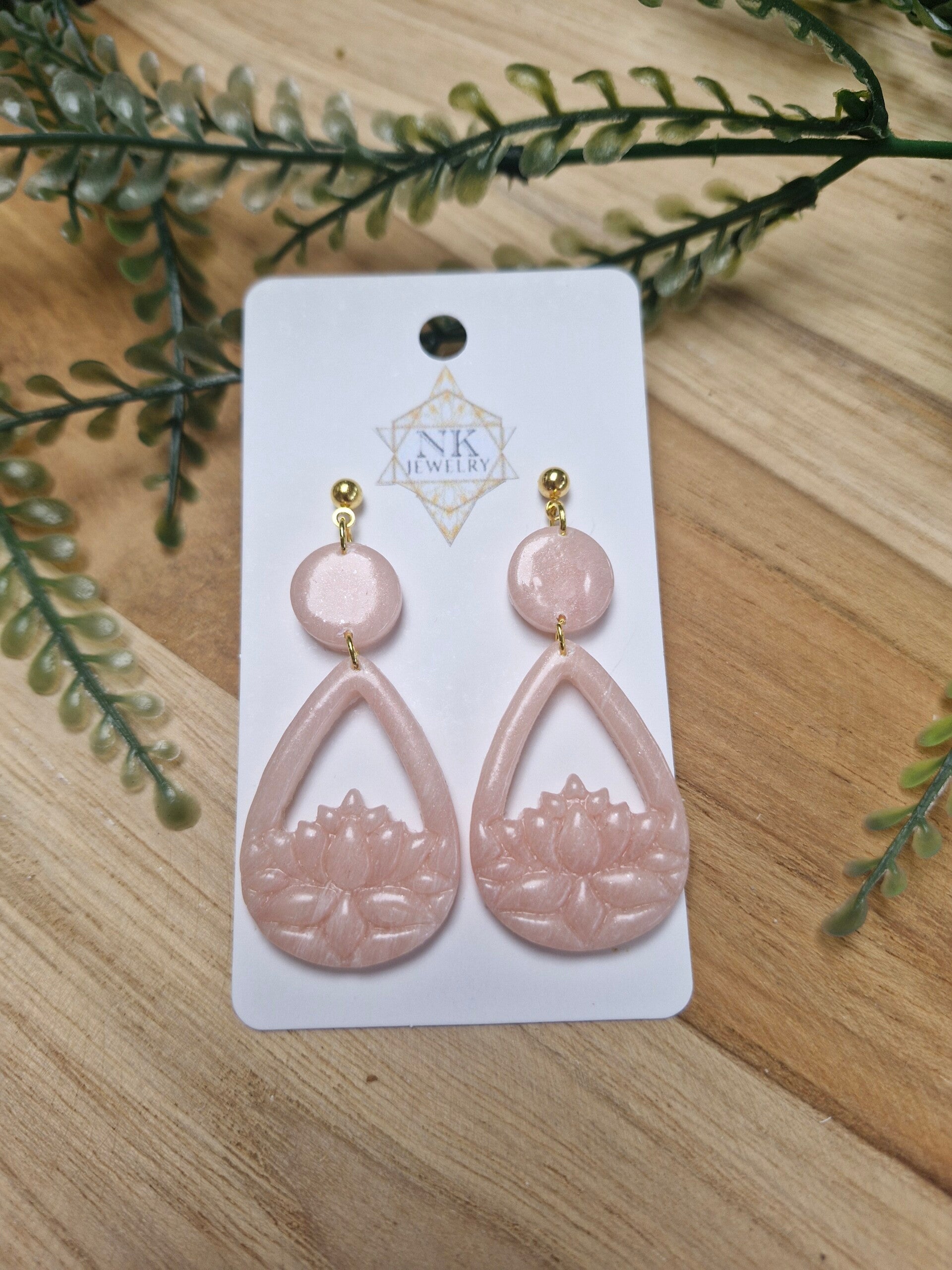 Oorbel Lotus Rond Roze