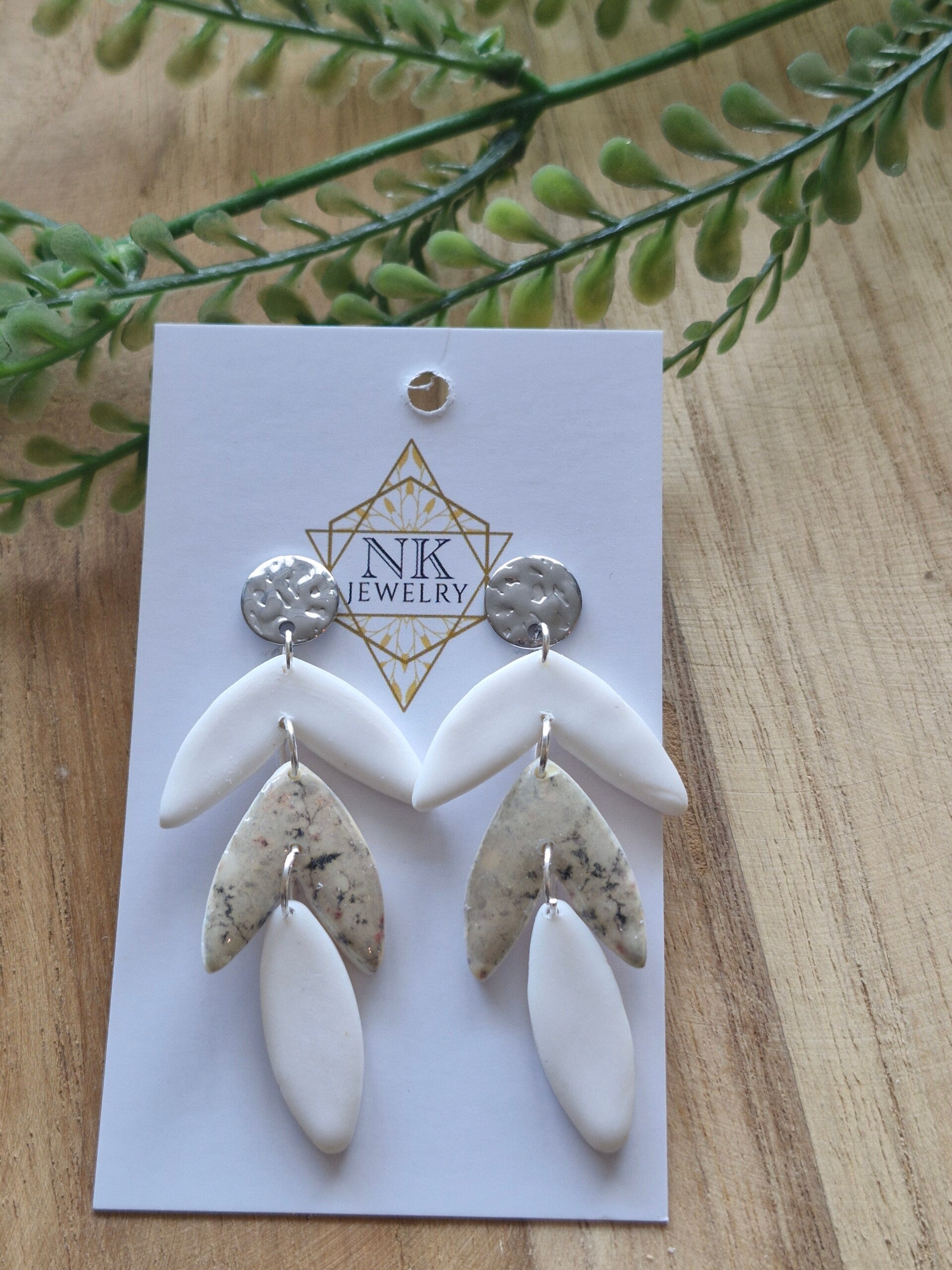 Oorbel Floral Blad Groen Zilver