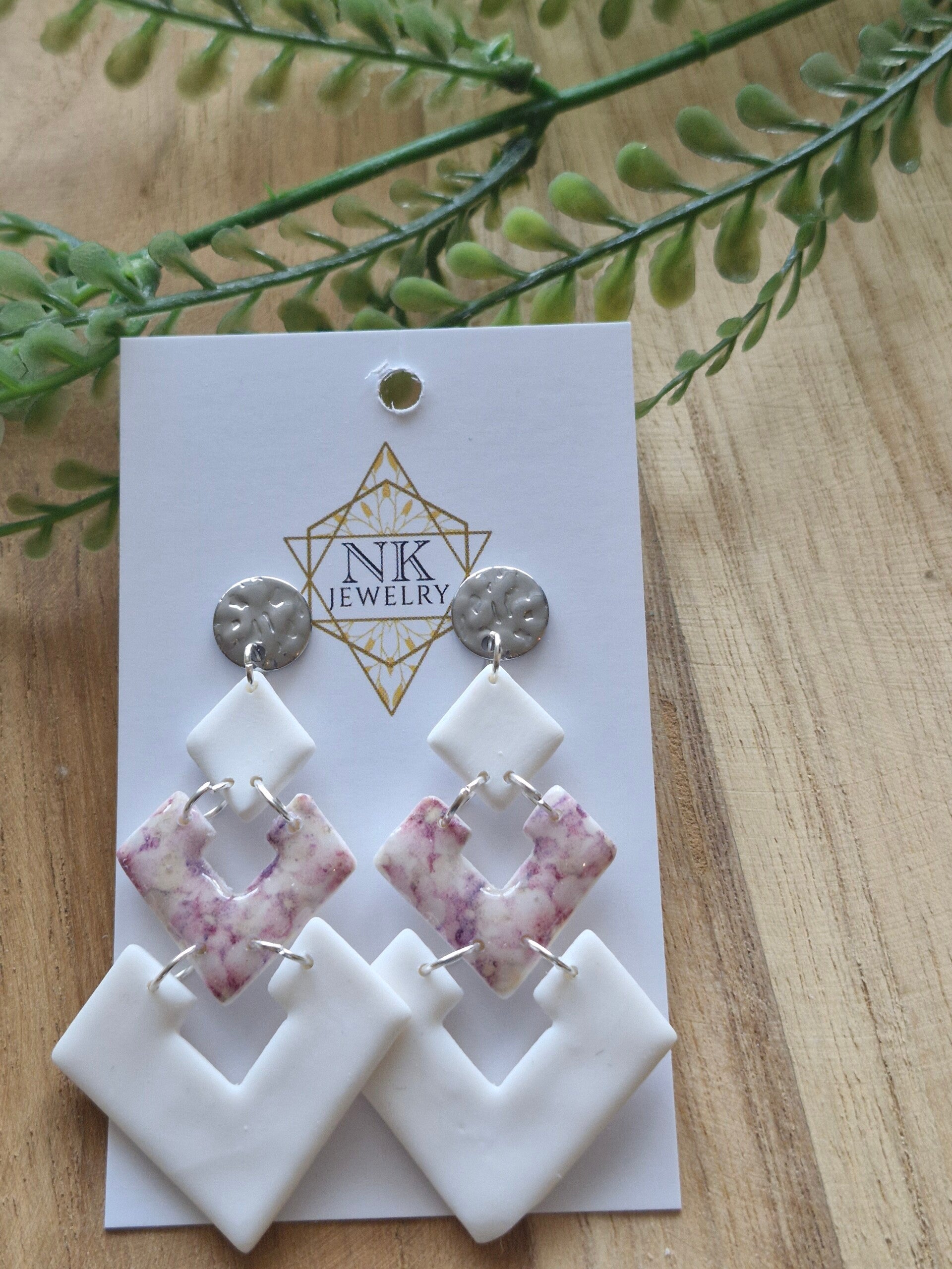 Oorbel Floral Recht Lila Zilver