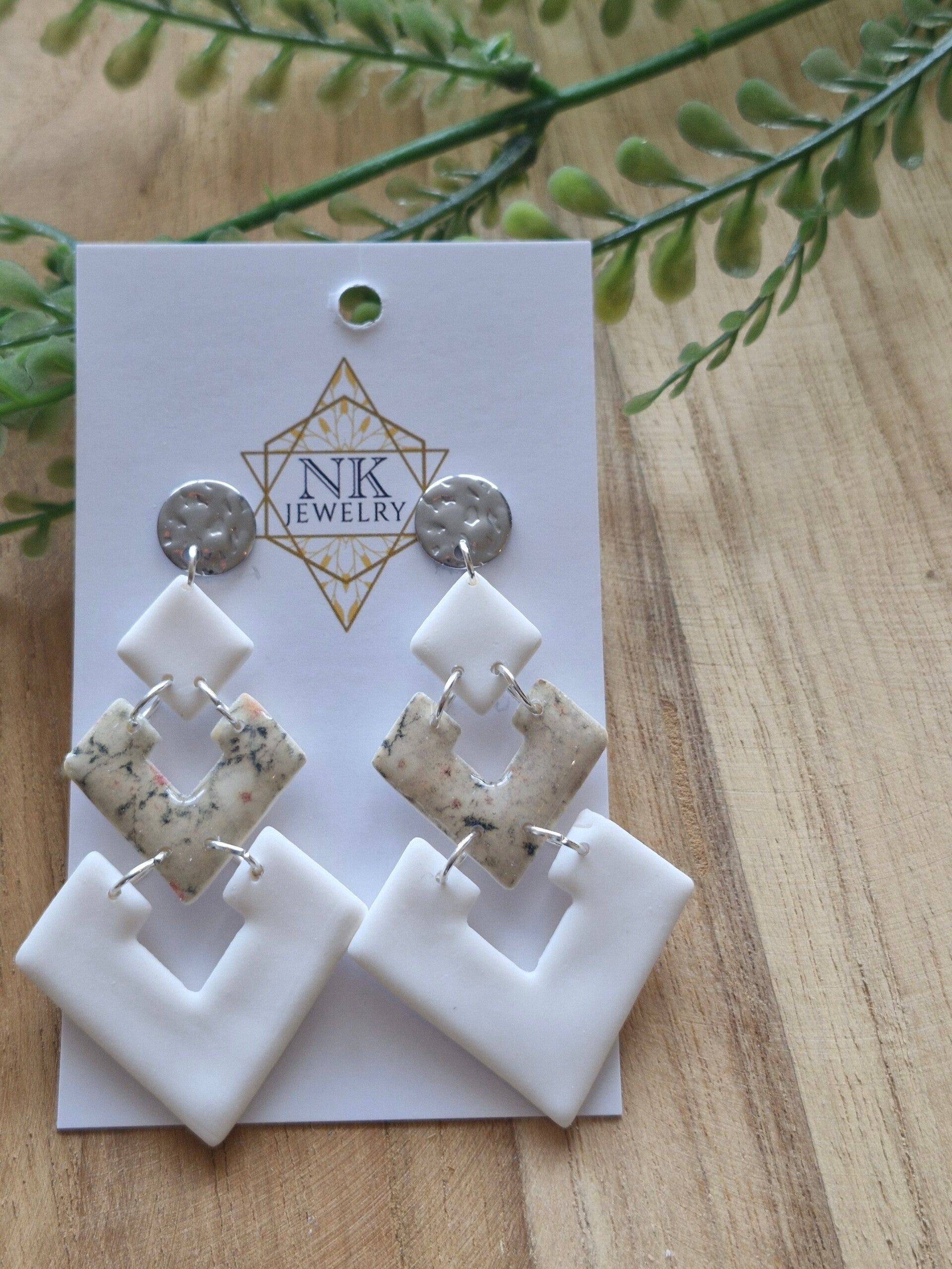 Oorbel Floral Recht Groen Zilver