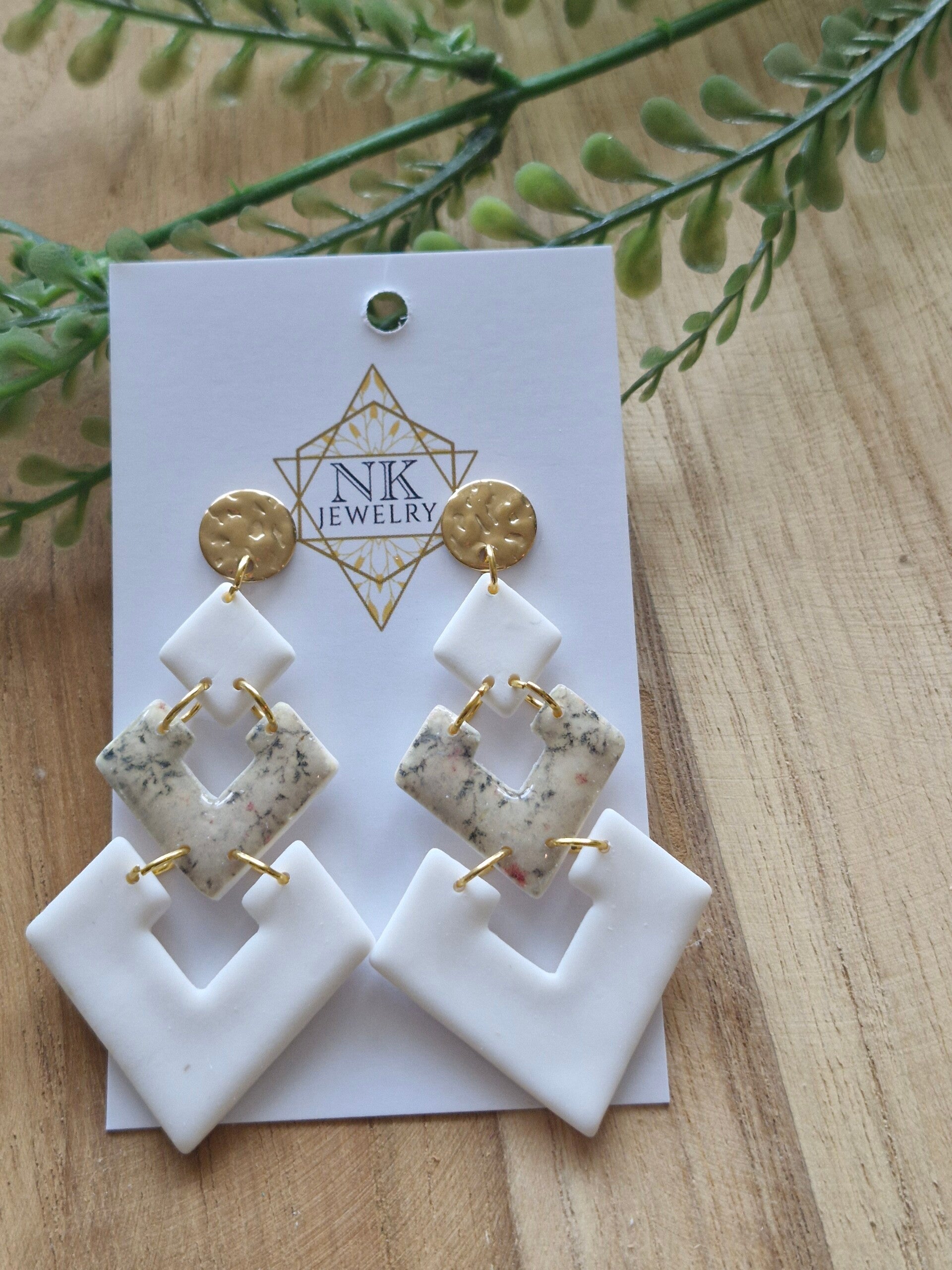 Oorbel Floral Recht Groen Goud