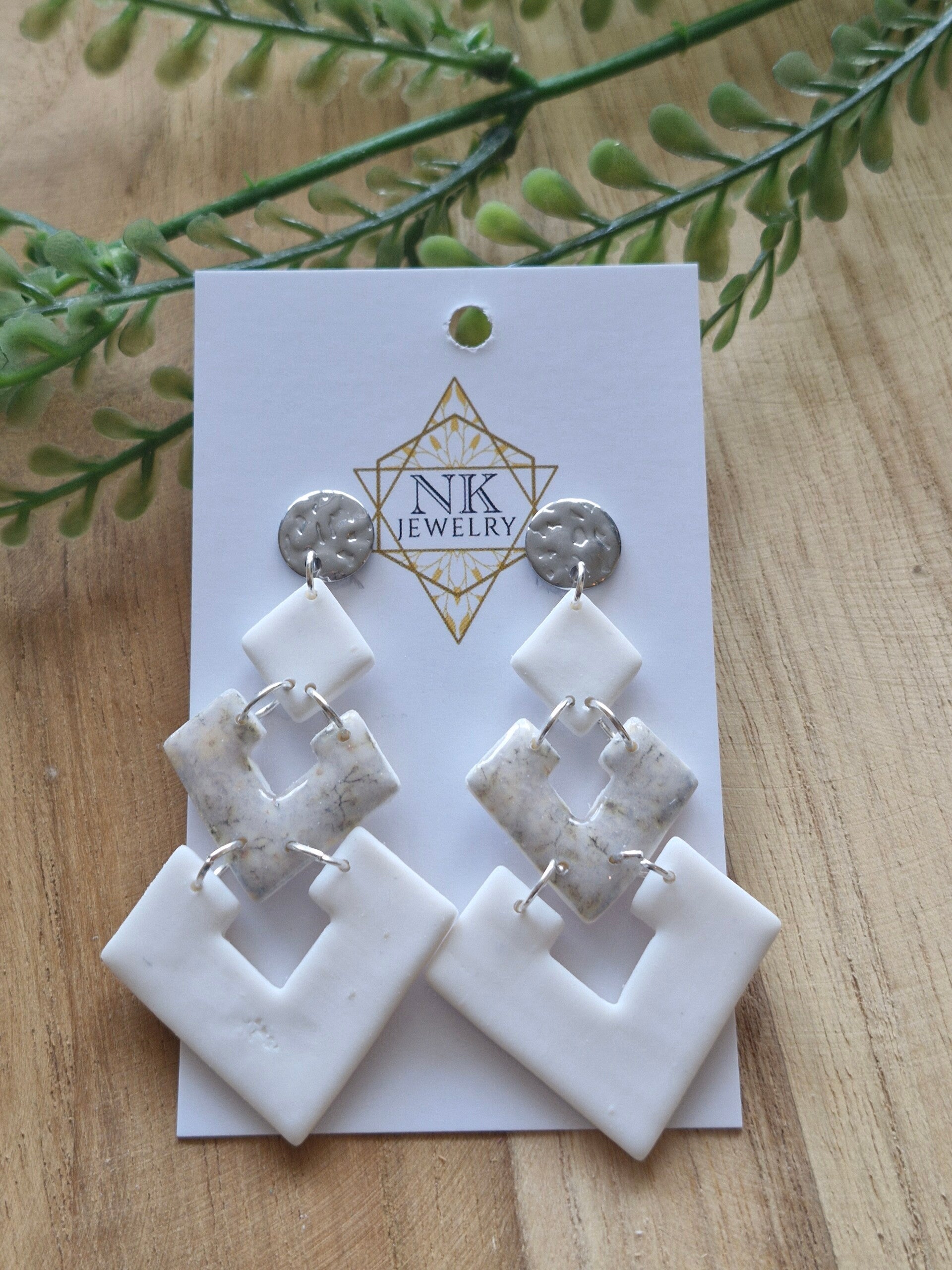 Oorbel Floral Recht Licht Blauw Zilver